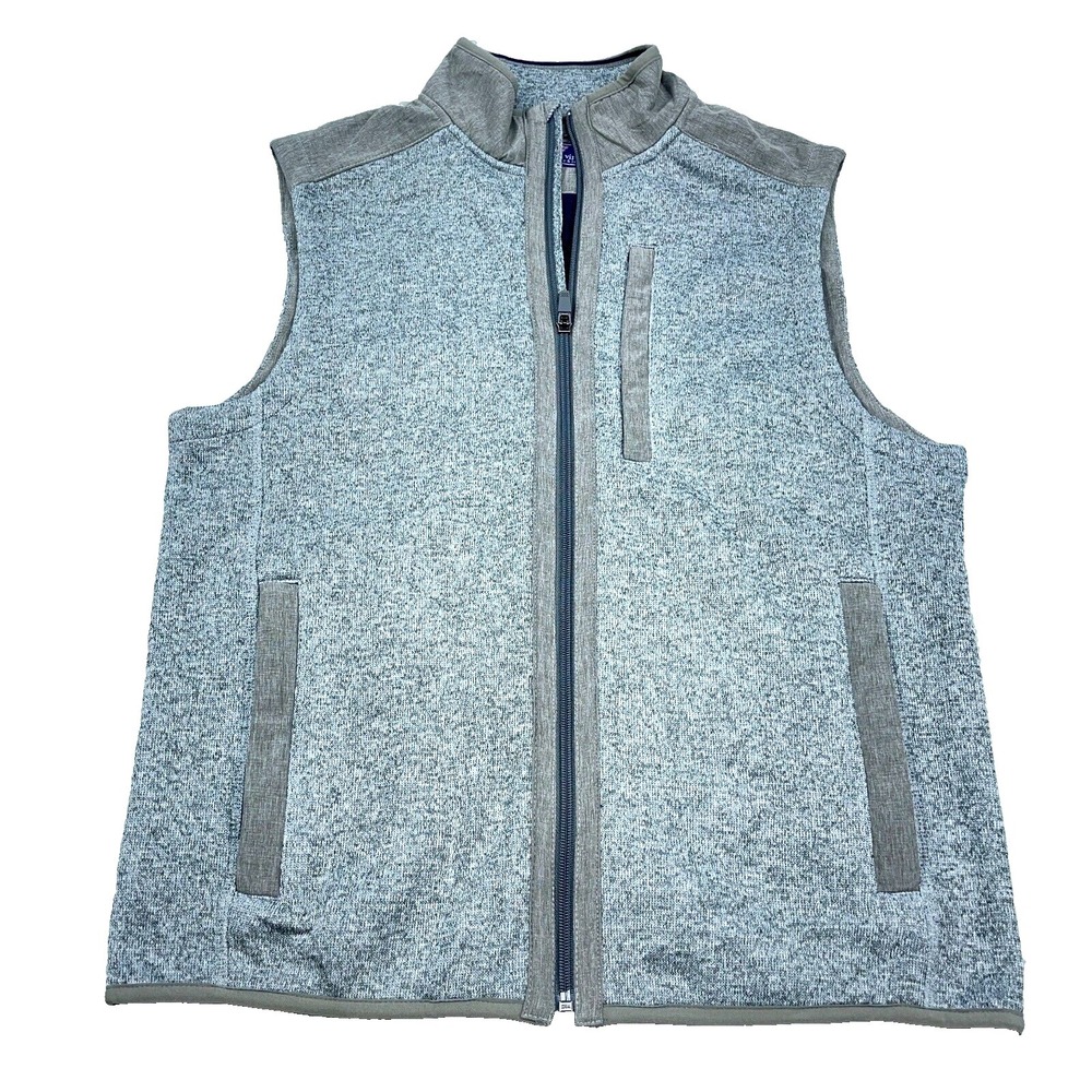 Vineyard Vines Sweater Vest Men Small Gray Fleece Full Zip Jacket Hiking Golf